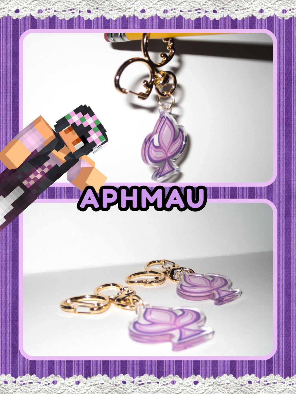 Aphmau, Garroth, & Laurance MCD Diaries Keychain Charms