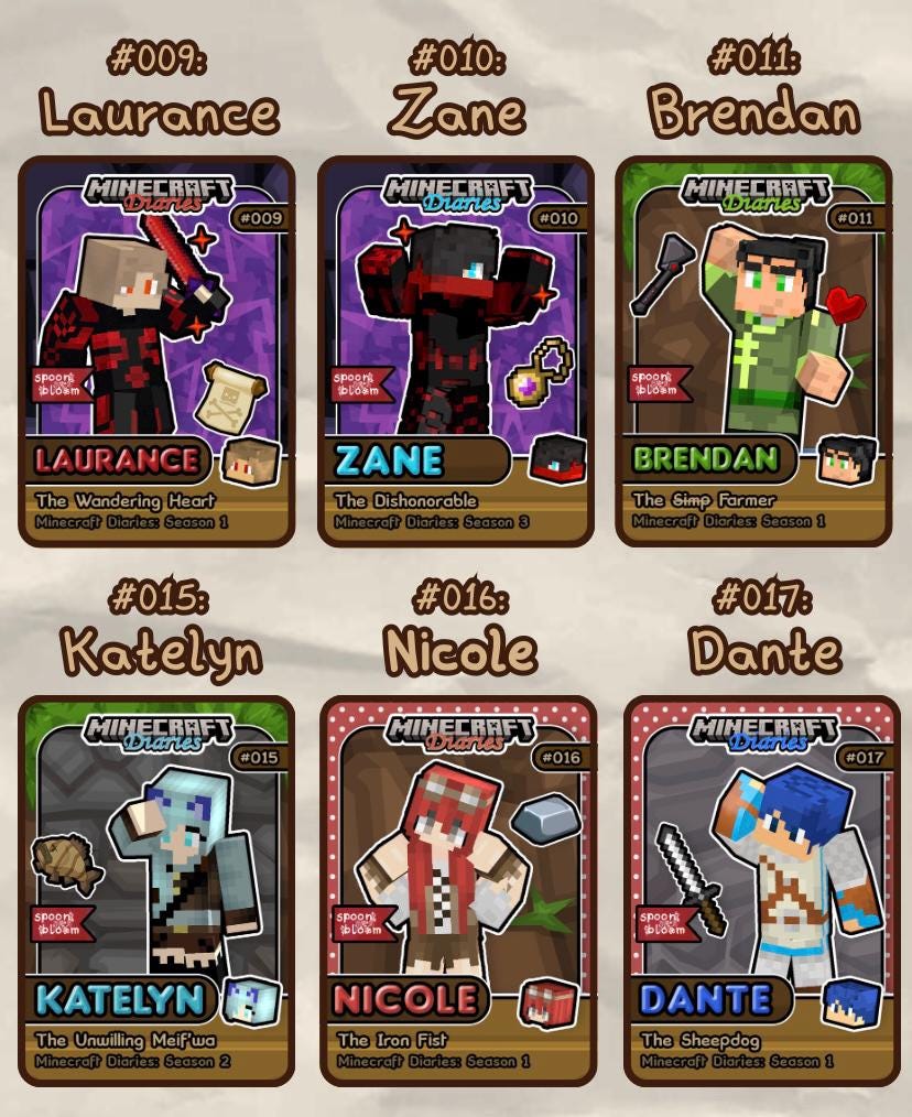 Aphmau Diaries Collectible Character Trading Fanmade Cards