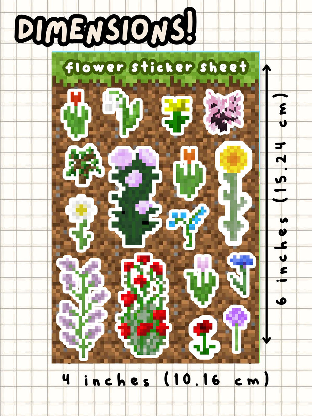 Minecraft Flowers Sticker Sheet