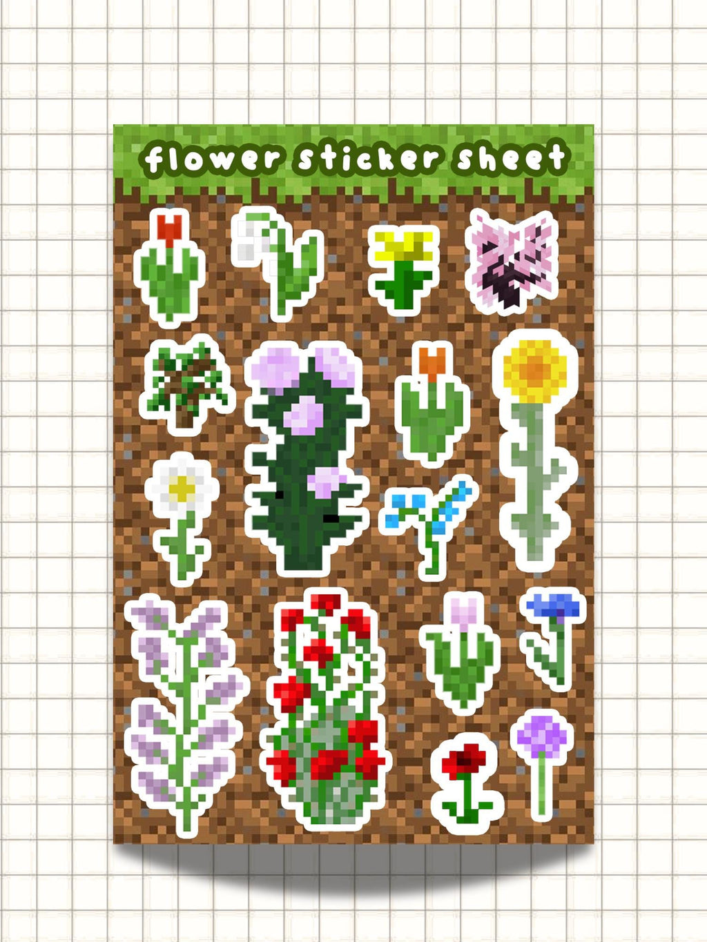 Minecraft Flowers Sticker Sheet
