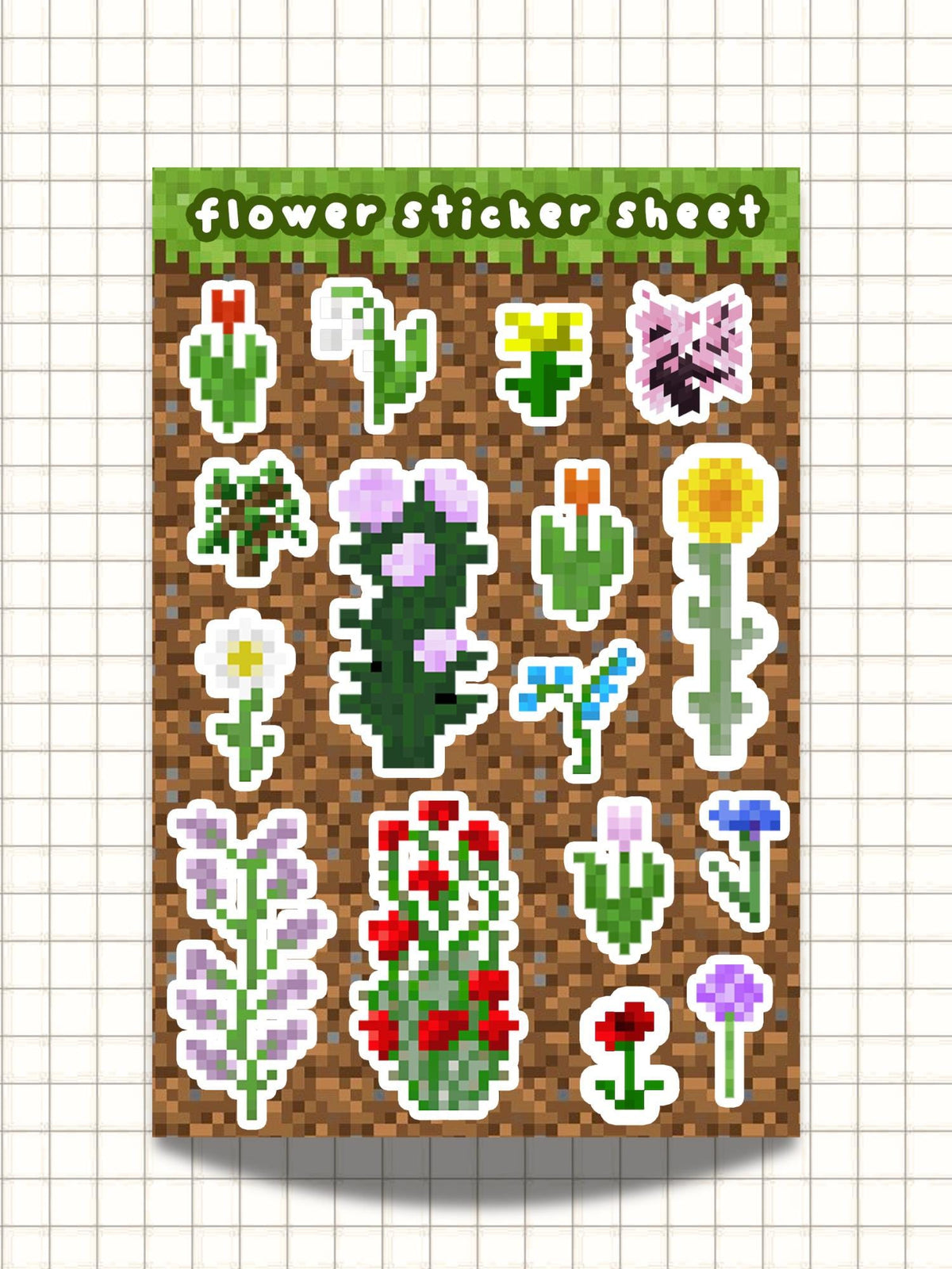 Minecraft Flowers Sticker Sheet