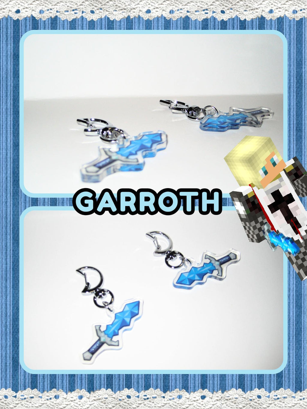 Aphmau, Garroth, & Laurance MCD Diaries Keychain Charms