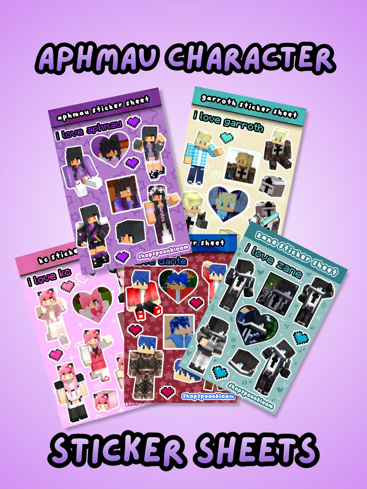 Aphmau Character Mystreet/Diaries Sticker Sheets