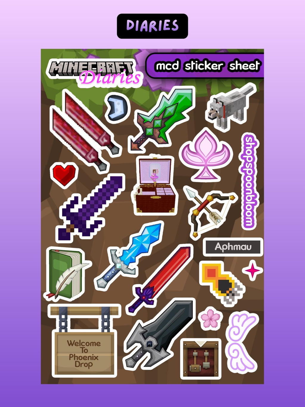 Aphmau Character Mystreet/Diaries Sticker Sheets