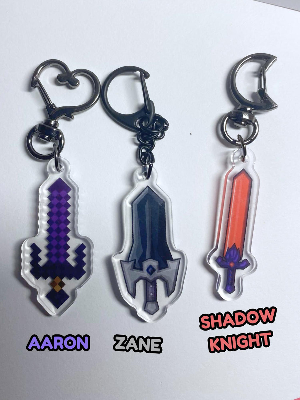 Aaron Lycan, Zane Ro'meave, & Shadow Knight Nether Sword MCD Diaries Keychain Charms