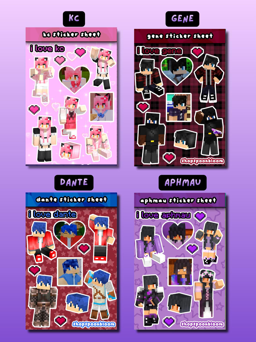 Aphmau Character Mystreet/Diaries Sticker Sheets