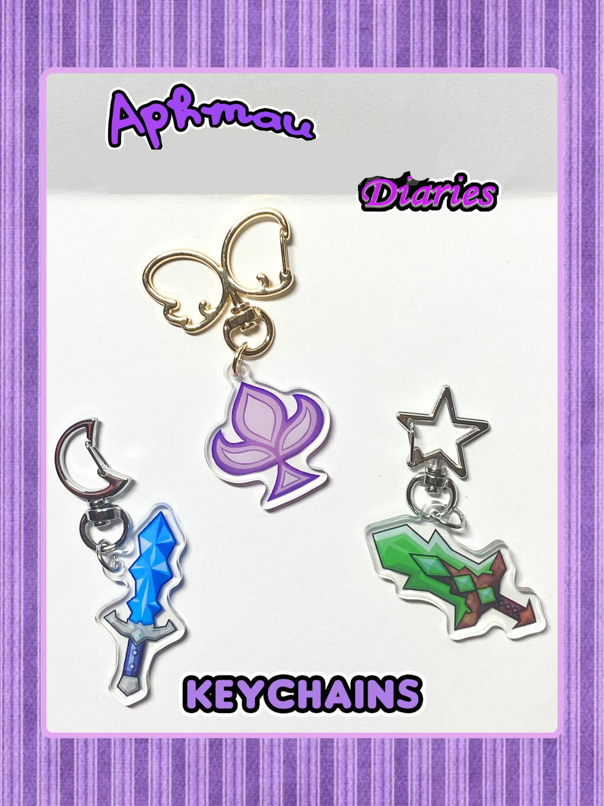 Aphmau, Garroth, & Laurance MCD Diaries Keychain Charms