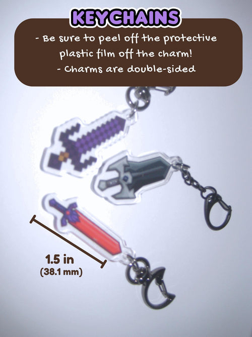 Aaron Lycan, Zane Ro'meave, & Shadow Knight Nether Sword MCD Diaries Keychain Charms
