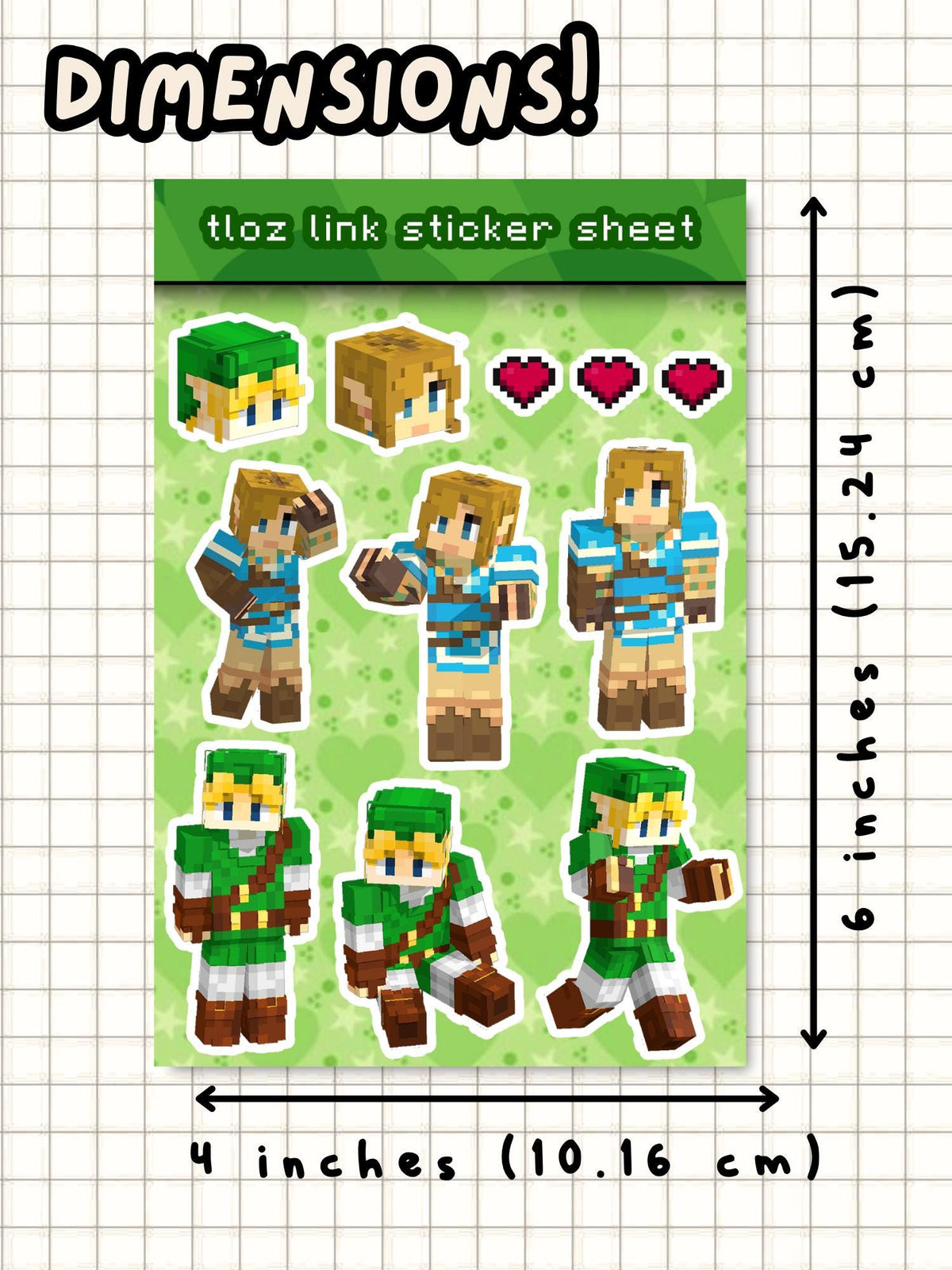 Minecraft Link TLOZ Sticker Sheet