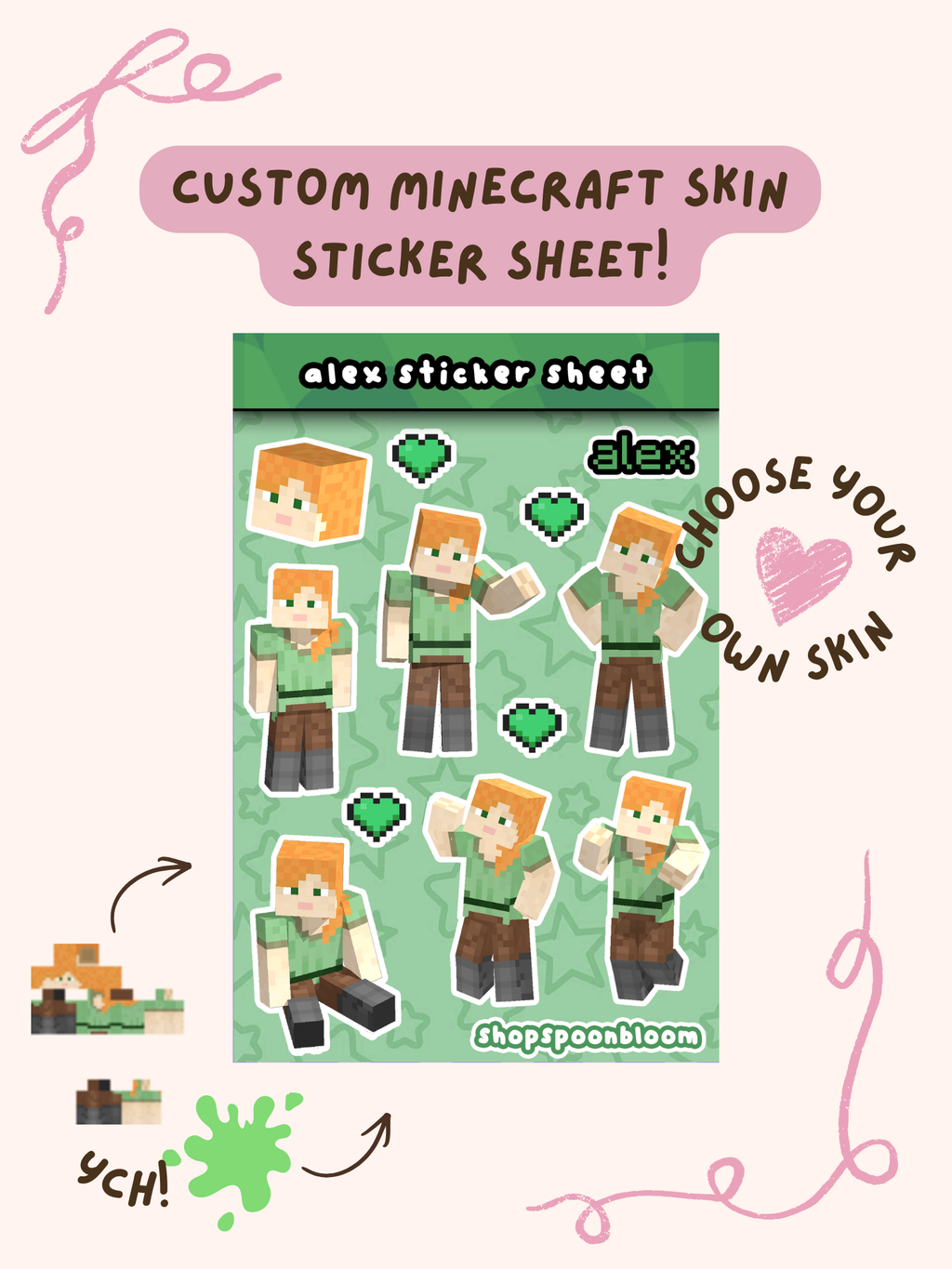 YCH Custom Minecraft Skin Sticker Sheet
