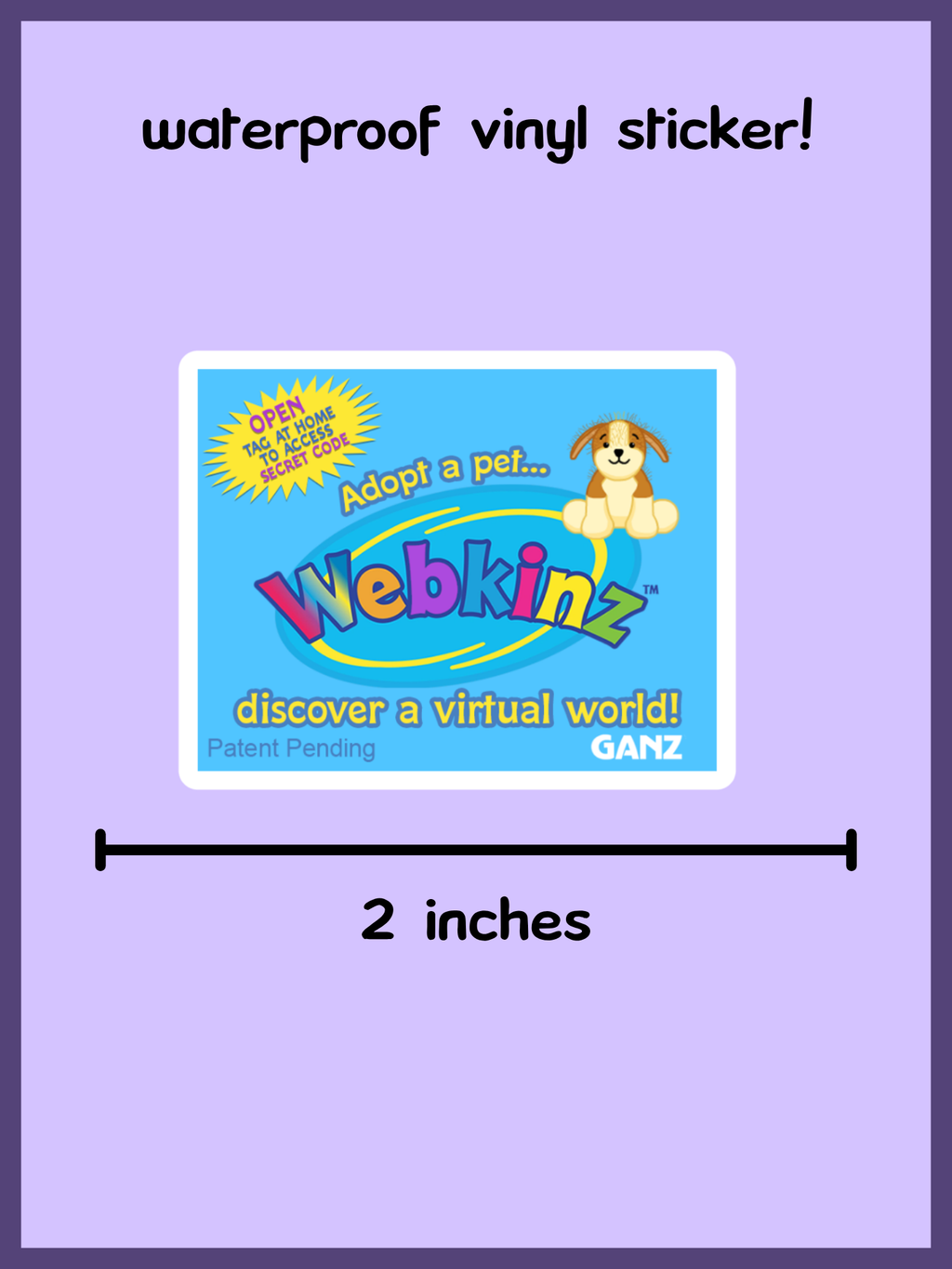 Webkinz Inspired Tag Vinyl Sticker Virtual Pet Y2K 2000s Nostalgia