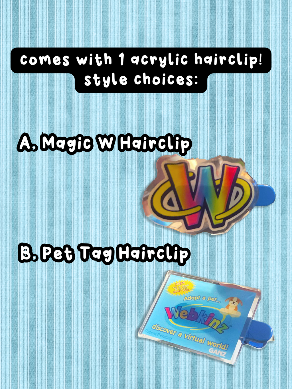 Webkinz Magic W + Plush Tag Inspired Hairclips